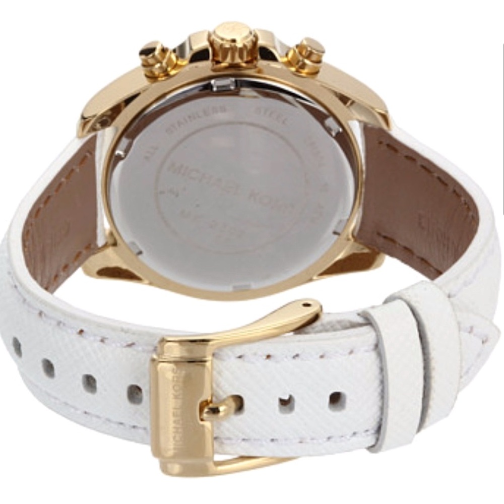 Michael Kors Bradshaw Chronograph Watch – Gold & White | 35mm - Picture 3 of 10